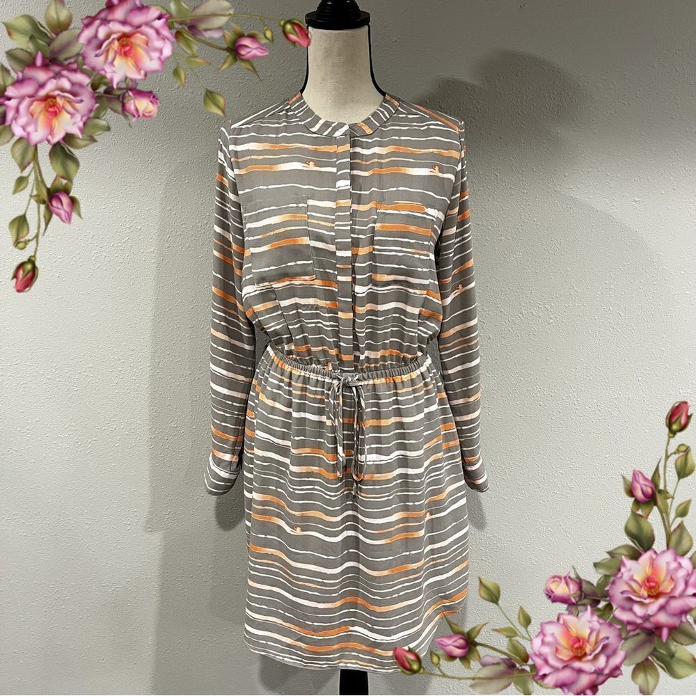 Long sleeve striped midi dress‎